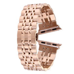 Versteckte Schmetterlingsschließe, 7-Perlen-Edelstahlarmband für Apple Watch 42 mm (Silber/Gold), 20 mm Damen