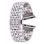 Versteckte Schmetterlingsschließe, 7-Perlen-Edelstahlarmband für Apple Watch 42 mm (Silber/Gold), 20 mm Damen