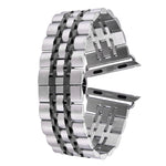 Versteckte Schmetterlingsschließe, 7-Perlen-Edelstahlarmband für Apple Watch 42 mm (Silber/Gold), 20 mm Damen