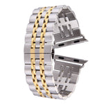 Versteckte Schmetterlingsschließe, 7-Perlen-Edelstahlarmband für Apple Watch 42 mm (Silber/Gold), 20 mm Damen