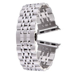 Versteckte Schmetterlingsschließe, 7-Perlen-Edelstahlarmband für Apple Watch 42 mm (Silber/Gold), 20 mm Damen