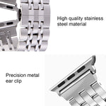 Versteckte Schmetterlingsschließe, 7-Perlen-Edelstahlarmband für Apple Watch 42 mm (Silber/Gold), 20 mm Damen