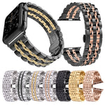 Versteckte Schmetterlingsschließe, 7-Perlen-Edelstahlarmband für Apple Watch 42 mm (Silber/Gold), 20 mm Damen