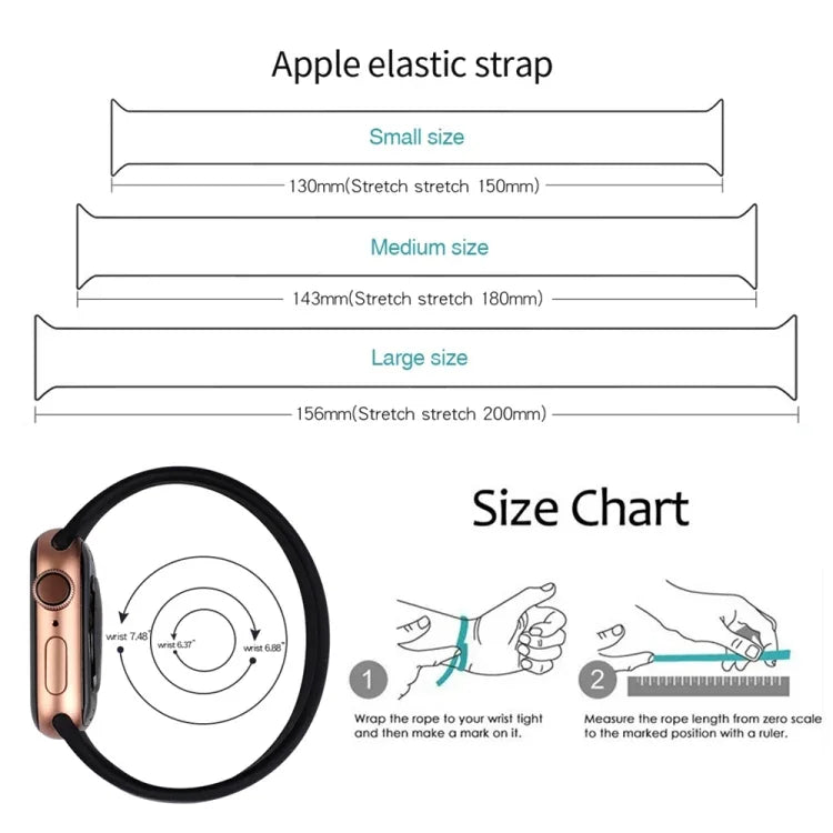 Für Apple Watch Series 10 42 mm / 9 &amp; 8 &amp; 7 41 mm / SE 3 &amp; SE 2 &amp; 6 &amp; SE 5 &amp; 4 40 mm / 3 &amp; 2 &amp; 1 38 mm, einfarbiges, elastisches Silikonarmband, Größe: S 130 mm