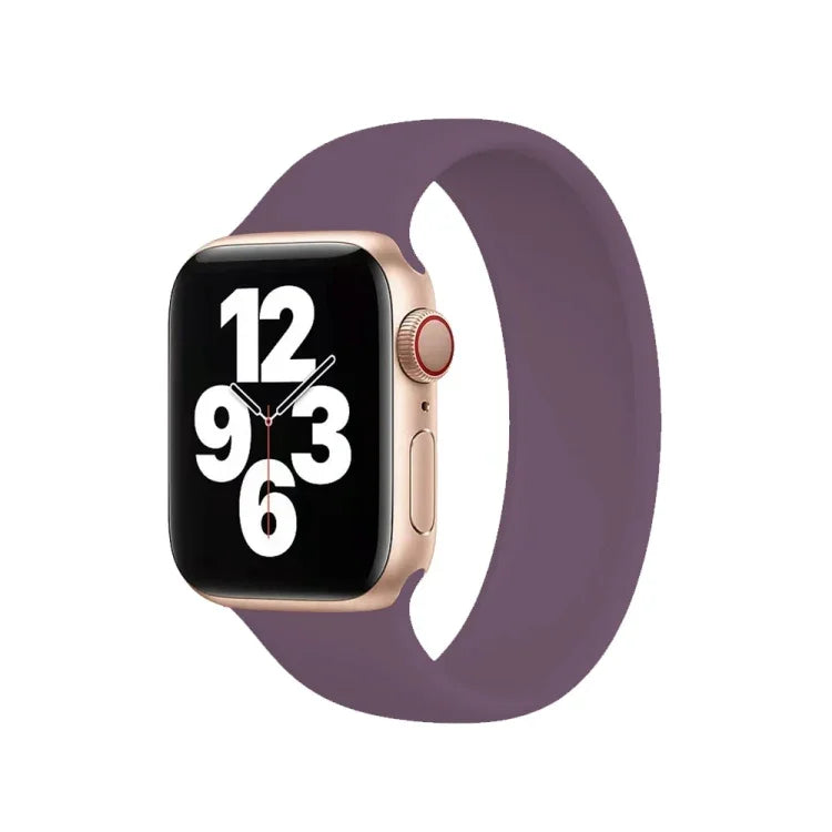 Für Apple Watch Series 10 42 mm / 9 &amp; 8 &amp; 7 41 mm / SE 3 &amp; SE 2 &amp; 6 &amp; SE 5 &amp; 4 40 mm / 3 &amp; 2 &amp; 1 38 mm, einfarbiges, elastisches Silikonarmband, Größe: M 143 mm