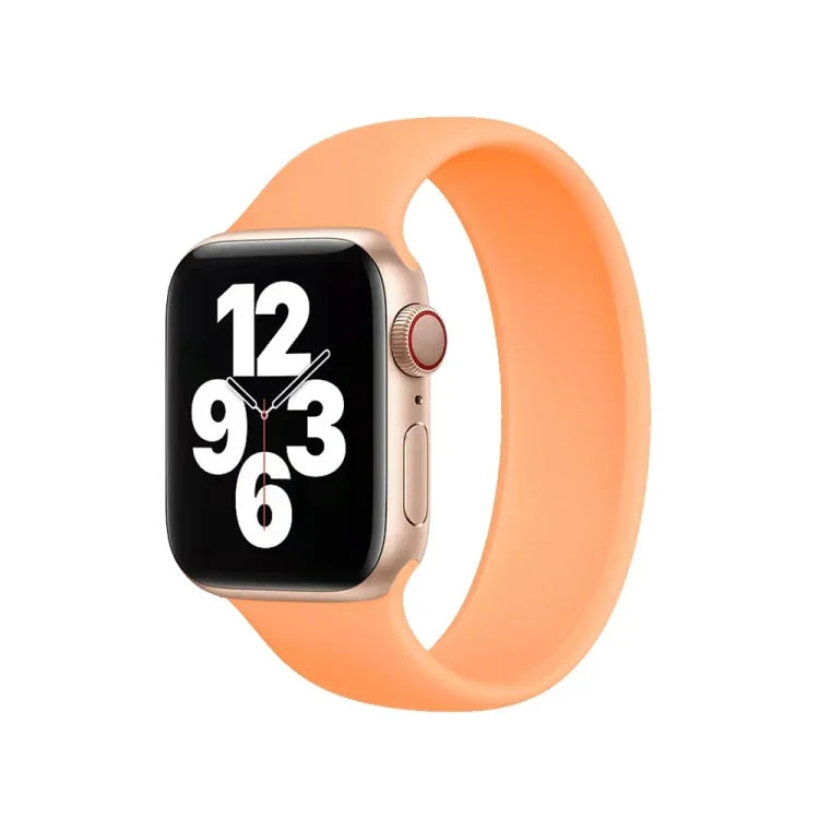 Für Apple Watch Series 10 42 mm / 9 &amp; 8 &amp; 7 41 mm / SE 3 &amp; SE 2 &amp; 6 &amp; SE 5 &amp; 4 40 mm / 3 &amp; 2 &amp; 1 38 mm, einfarbiges, elastisches Silikonarmband, Größe: M 143 mm