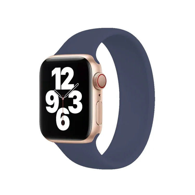 Für Apple Watch Series 10 42 mm / 9 &amp; 8 &amp; 7 41 mm / SE 3 &amp; SE 2 &amp; 6 &amp; SE 5 &amp; 4 40 mm / 3 &amp; 2 &amp; 1 38 mm, einfarbiges, elastisches Silikonarmband, Größe: M 143 mm