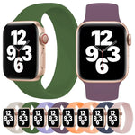Für Apple Watch Series 10 42 mm / 9 &amp; 8 &amp; 7 41 mm / SE 3 &amp; SE 2 &amp; 6 &amp; SE 5 &amp; 4 40 mm / 3 &amp; 2 &amp; 1 38 mm, einfarbiges, elastisches Silikonarmband, Größe: M 143 mm