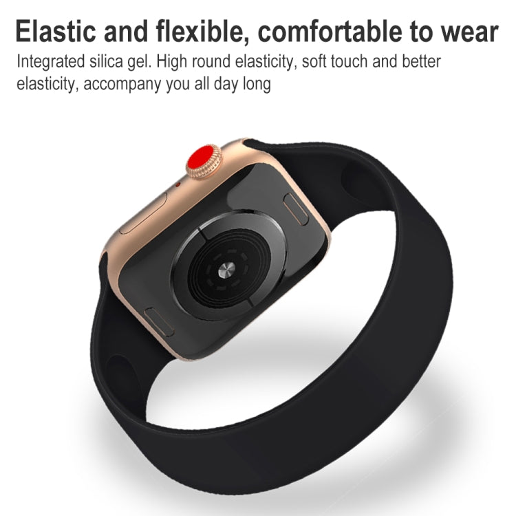 Für Apple Watch Series 10 42 mm / 9 &amp; 8 &amp; 7 41 mm / SE 3 &amp; SE 2 &amp; 6 &amp; SE 5 &amp; 4 40 mm / 3 &amp; 2 &amp; 1 38 mm, einfarbiges, elastisches Silikonarmband, Größe: L 156 mm