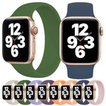 Für Apple Watch Series 10 42 mm / 9 &amp; 8 &amp; 7 41 mm / SE 3 &amp; SE 2 &amp; 6 &amp; SE 5 &amp; 4 40 mm / 3 &amp; 2 &amp; 1 38 mm, einfarbiges, elastisches Silikonarmband, Größe: L 156 mm