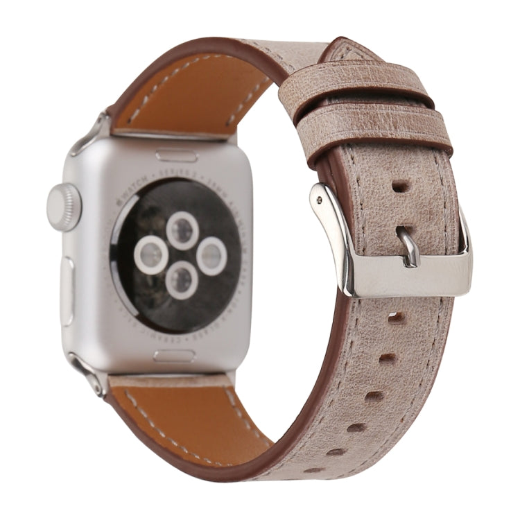 Für Apple Watch Ultra 49 mm &amp; Watch Ultra 2 49 mm / Series 10 46 mm / 9 &amp; 8 &amp; 7 45 mm / SE 3 &amp; SE 2 &amp; 6 &amp; SE 5 &amp; 4 44 mm / 3 &amp; 2 &amp; 1 42 mm: Armband aus echtem Leder im frischen Stil, 42 mm