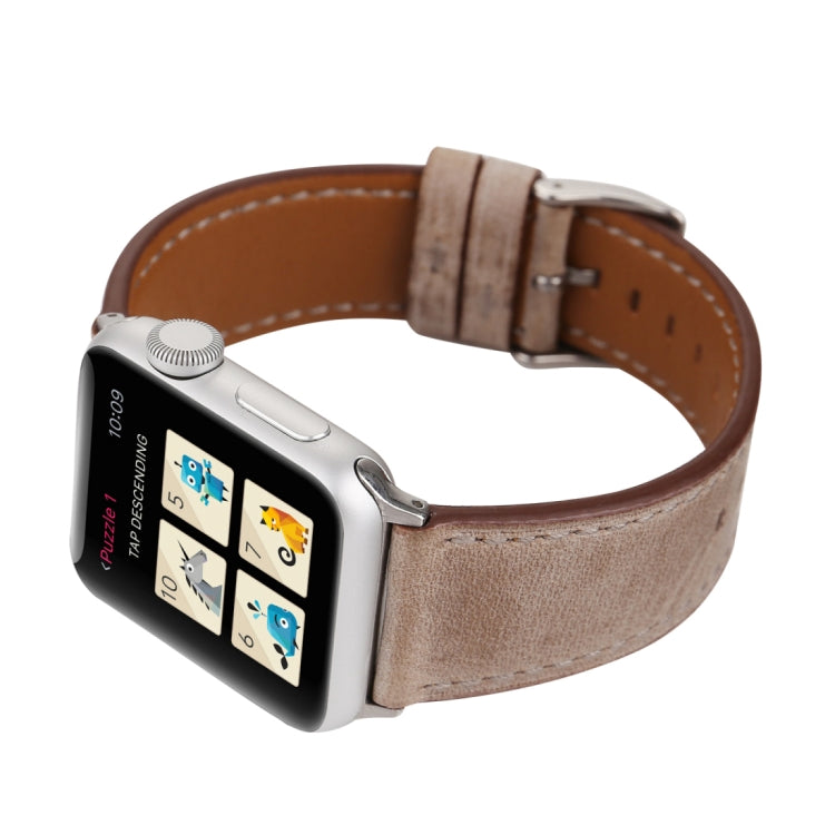 Für Apple Watch Ultra 49 mm &amp; Watch Ultra 2 49 mm / Series 10 46 mm / 9 &amp; 8 &amp; 7 45 mm / SE 3 &amp; SE 2 &amp; 6 &amp; SE 5 &amp; 4 44 mm / 3 &amp; 2 &amp; 1 42 mm: Armband aus echtem Leder im frischen Stil, 42 mm