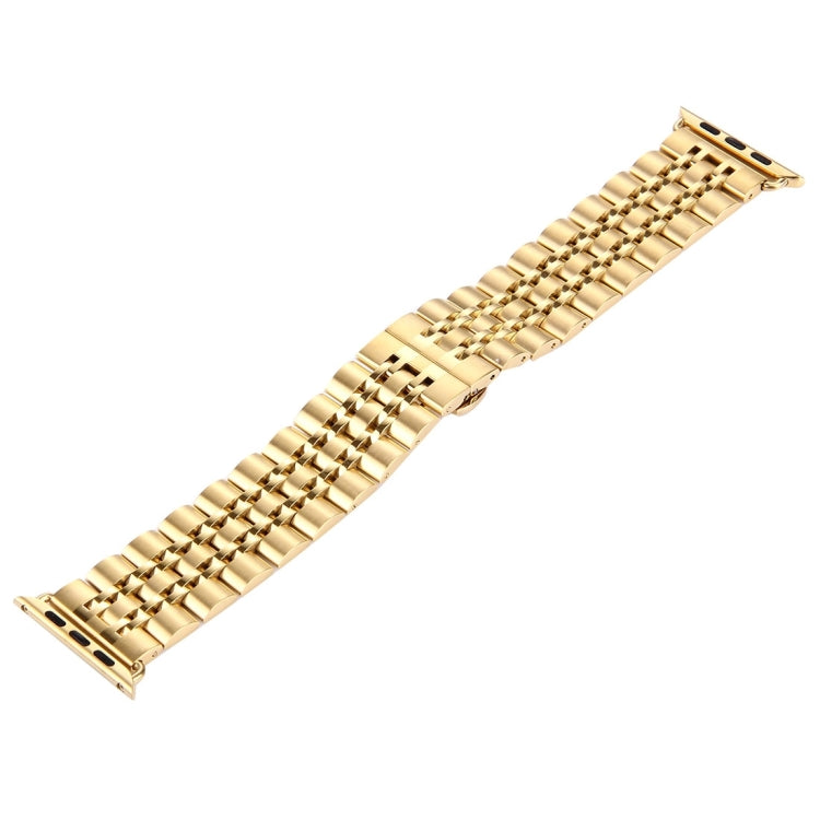 22 mm Herren-Armband mit verdeckter Faltschließe, 7 Perlen, Edelstahl, passend für Apple Watch 38 mm, 22 mm Herren