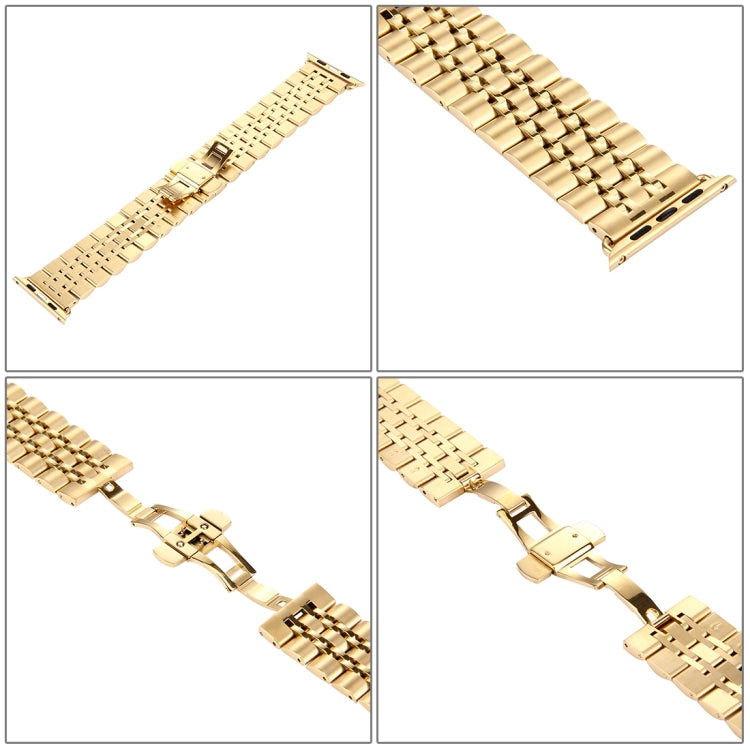 22 mm Herren-Armband mit verdeckter Faltschließe, 7 Perlen, Edelstahl, passend für Apple Watch 38 mm, 22 mm Herren