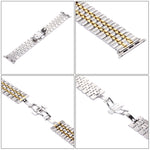 22 mm Herren-Armband mit verdeckter Faltschließe, 7 Perlen, Edelstahl, passend für Apple Watch 38 mm, 22 mm Herren