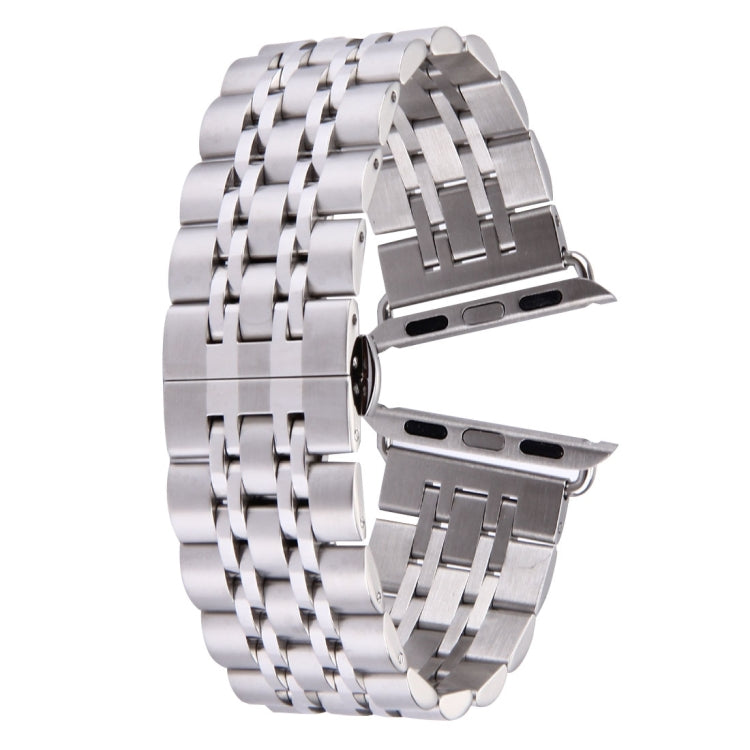 22 mm Herren-Armband mit verdeckter Faltschließe, 7 Perlen, Edelstahl, passend für Apple Watch 38 mm, 22 mm Herren
