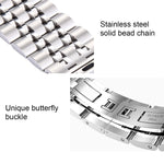 22 mm Herren-Armband mit verdeckter Faltschließe, 7 Perlen, Edelstahl, passend für Apple Watch 38 mm, 22 mm Herren