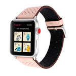 Für Apple Watch Series 10 42 mm / 9 &amp; 8 &amp; 7 41 mm / SE 3 &amp; SE 2 &amp; 6 &amp; SE 5 &amp; 4 40 mm / 3 &amp; 2 &amp; 1 38 mm: Schlichtes, modisches Echtlederarmband mit Lochmuster, 38 mm