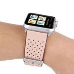 Für Apple Watch Series 10 42 mm / 9 &amp; 8 &amp; 7 41 mm / SE 3 &amp; SE 2 &amp; 6 &amp; SE 5 &amp; 4 40 mm / 3 &amp; 2 &amp; 1 38 mm: Schlichtes, modisches Echtlederarmband mit Lochmuster, 38 mm
