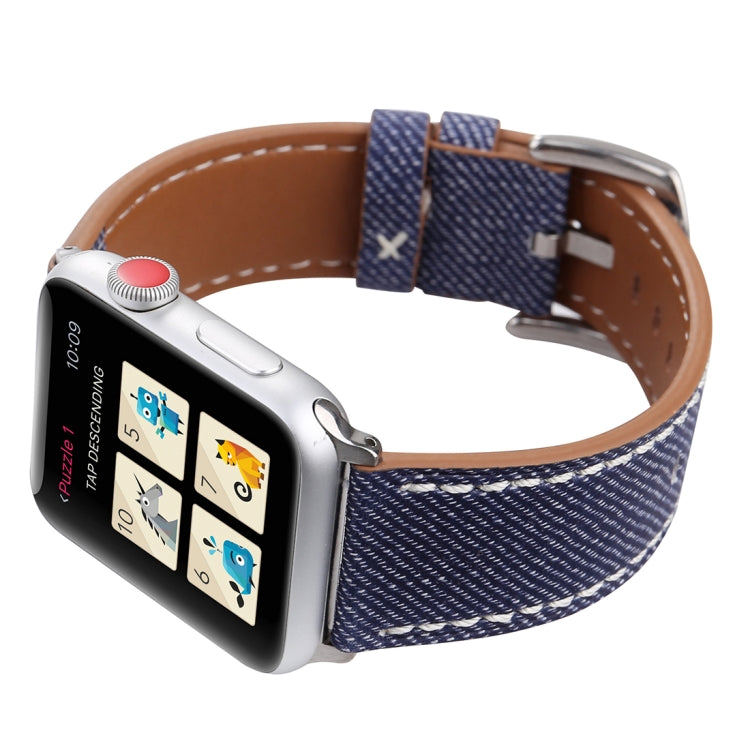 Für Apple Watch Series 10 42 mm / 9 &amp; 8 &amp; 7 41 mm / SE 3 &amp; SE 2 &amp; 6 &amp; SE 5 &amp; 4 40 mm / 3 &amp; 2 &amp; 1 38 mm: Schlichtes, modisches Armband aus echtem Leder im Cowboy-Stil, 38 mm