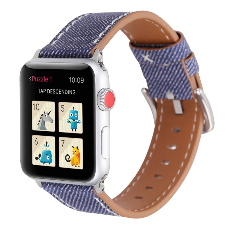 Für Apple Watch Series 10 42 mm / 9 &amp; 8 &amp; 7 41 mm / SE 3 &amp; SE 2 &amp; 6 &amp; SE 5 &amp; 4 40 mm / 3 &amp; 2 &amp; 1 38 mm: Schlichtes, modisches Armband aus echtem Leder im Cowboy-Stil, 38 mm