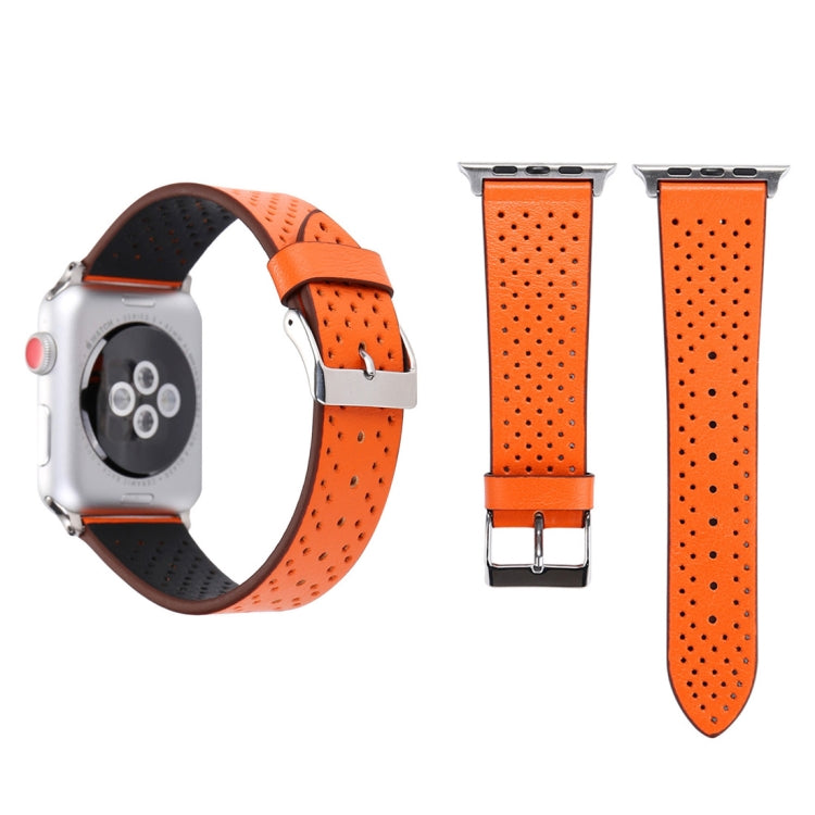 Für Apple Watch Ultra 49 mm &amp; Watch Ultra 2 49 mm / Series 10 46 mm / 9 &amp; 8 &amp; 7 45 mm / SE 3 &amp; SE 2 &amp; 6 &amp; SE 5 &amp; 4 44 mm / 3 &amp; 2 &amp; 1 42 mm: Schlichtes, modisches Echtlederarmband mit Lochmuster, 42 mm