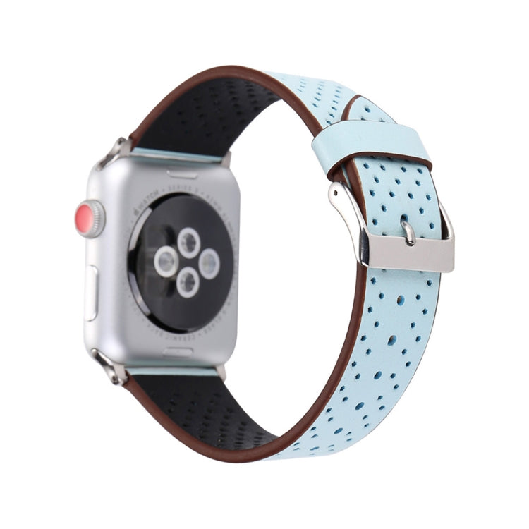 Für Apple Watch Ultra 49 mm &amp; Watch Ultra 2 49 mm / Series 10 46 mm / 9 &amp; 8 &amp; 7 45 mm / SE 3 &amp; SE 2 &amp; 6 &amp; SE 5 &amp; 4 44 mm / 3 &amp; 2 &amp; 1 42 mm: Schlichtes, modisches Echtlederarmband mit Lochmuster, 42 mm