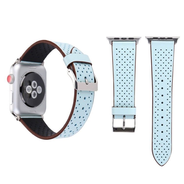 Für Apple Watch Ultra 49 mm &amp; Watch Ultra 2 49 mm / Series 10 46 mm / 9 &amp; 8 &amp; 7 45 mm / SE 3 &amp; SE 2 &amp; 6 &amp; SE 5 &amp; 4 44 mm / 3 &amp; 2 &amp; 1 42 mm: Schlichtes, modisches Echtlederarmband mit Lochmuster, 42 mm