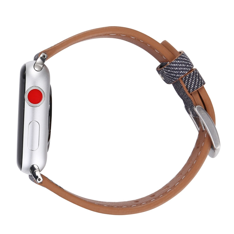 Für Apple Watch Ultra 49 mm &amp; Watch Ultra 2 49 mm / Series 10 46 mm / 9 &amp; 8 &amp; 7 45 mm / SE 3 &amp; SE 2 &amp; 6 &amp; SE 5 &amp; 4 44 mm / 3 &amp; 2 &amp; 1 42 mm: Schlichtes, modisches Armband aus echtem Leder im Cowboy-Stil, 42 mm