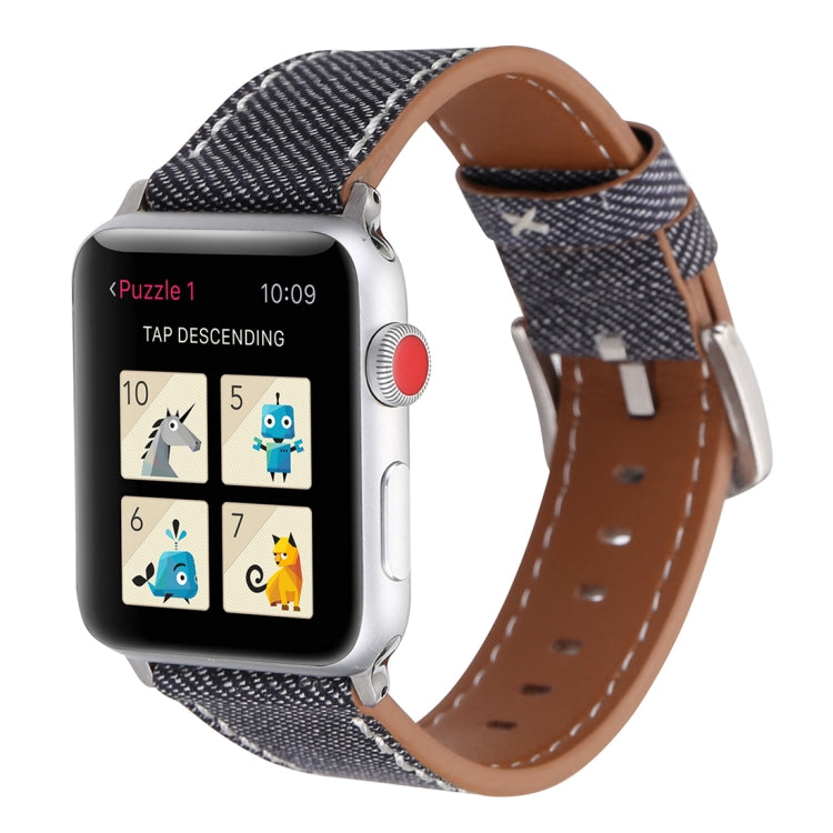 Für Apple Watch Ultra 49 mm &amp; Watch Ultra 2 49 mm / Series 10 46 mm / 9 &amp; 8 &amp; 7 45 mm / SE 3 &amp; SE 2 &amp; 6 &amp; SE 5 &amp; 4 44 mm / 3 &amp; 2 &amp; 1 42 mm: Schlichtes, modisches Armband aus echtem Leder im Cowboy-Stil, 42 mm