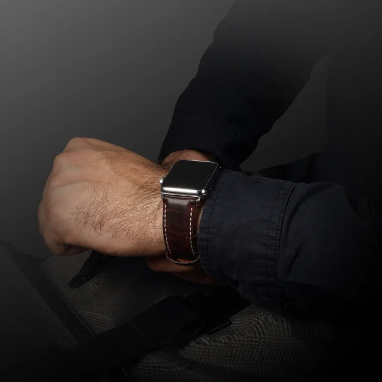 Denior Lederarmband im Retro-Stil mit Ölwachs-Beschichtung für Apple Watch Series 7 45 mm / 6 &amp; SE &amp; 5 &amp; 4 44 mm / 3 &amp; 2 &amp; 1 42 mm
