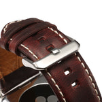 Denior Lederarmband im Retro-Stil mit Ölwachs-Beschichtung für Apple Watch Series 10 (42 mm), 9, 8 und 7 (41 mm), SE 3, SE 2, 6, SE 5 und 4 (40 mm) sowie 3, 2 und 1 (38 mm)