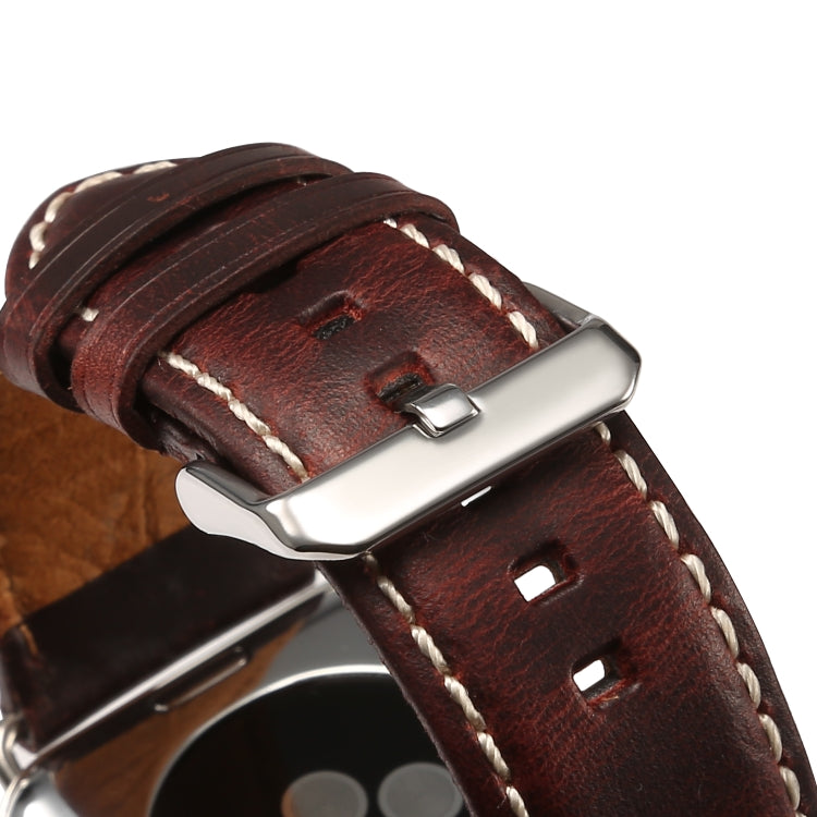 Denior Lederarmband im Retro-Stil mit Ölwachs-Beschichtung für Apple Watch Series 10 (42 mm), 9, 8 und 7 (41 mm), SE 3, SE 2, 6, SE 5 und 4 (40 mm) sowie 3, 2 und 1 (38 mm)