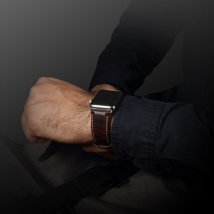 Denior Lederarmband im Retro-Stil mit Ölwachs-Beschichtung für Apple Watch Series 10 (42 mm), 9, 8 und 7 (41 mm), SE 3, SE 2, 6, SE 5 und 4 (40 mm) sowie 3, 2 und 1 (38 mm)