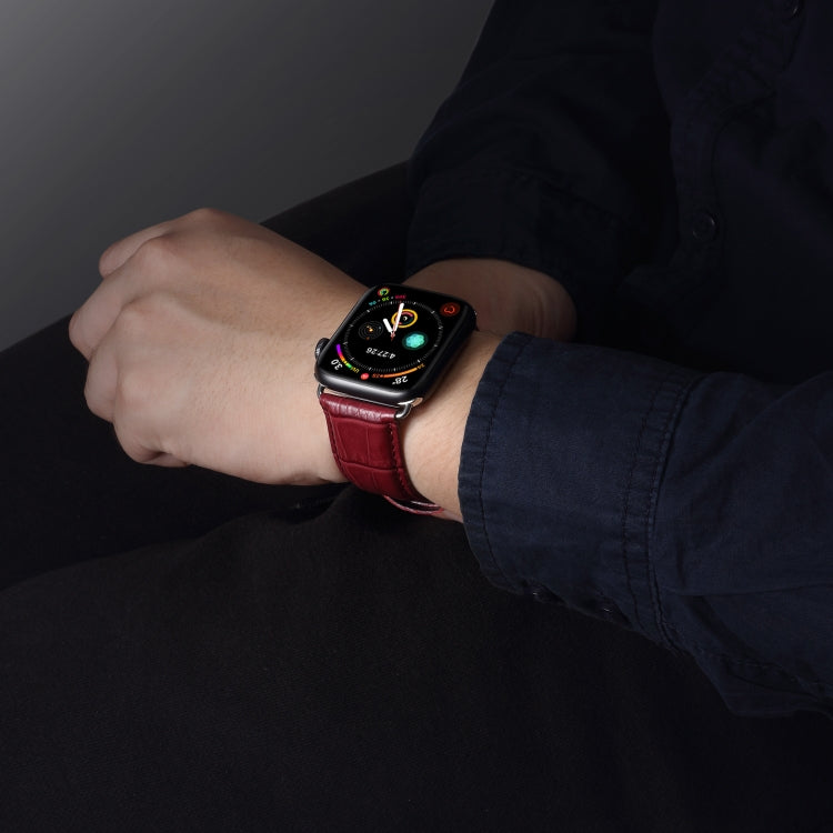 Denior Uhrenarmband aus Rindsleder mit Krokodilprägung für Apple Watch Ultra 49 mm &amp; Watch Ultra 2 49 mm / Series 10 46 mm / 9 &amp; 8 &amp; 7 45 mm / SE 3 &amp; SE 2 &amp; 6 &amp; SE 5 &amp; 4 44 mm / 3 &amp; 2 &amp; 1 42 mm