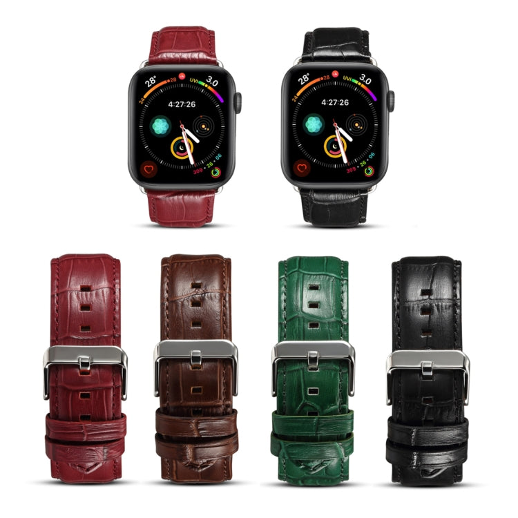 Denior Uhrenarmband aus Rindsleder mit Krokodilprägung für Apple Watch Ultra 49 mm &amp; Watch Ultra 2 49 mm / Series 10 46 mm / 9 &amp; 8 &amp; 7 45 mm / SE 3 &amp; SE 2 &amp; 6 &amp; SE 5 &amp; 4 44 mm / 3 &amp; 2 &amp; 1 42 mm