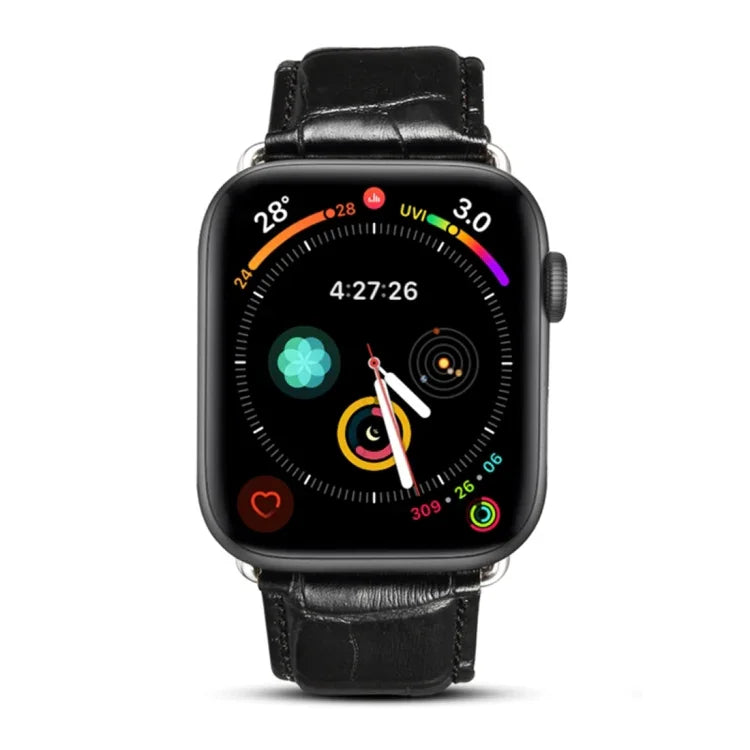 Denior Uhrenarmband aus Rindsleder mit Krokodilprägung für Apple Watch Series 10 42 mm / 9, 8 und 7 41 mm / SE 3, SE 2, 6, SE 5 und 4 40 mm / 3, 2 und 1 38 mm