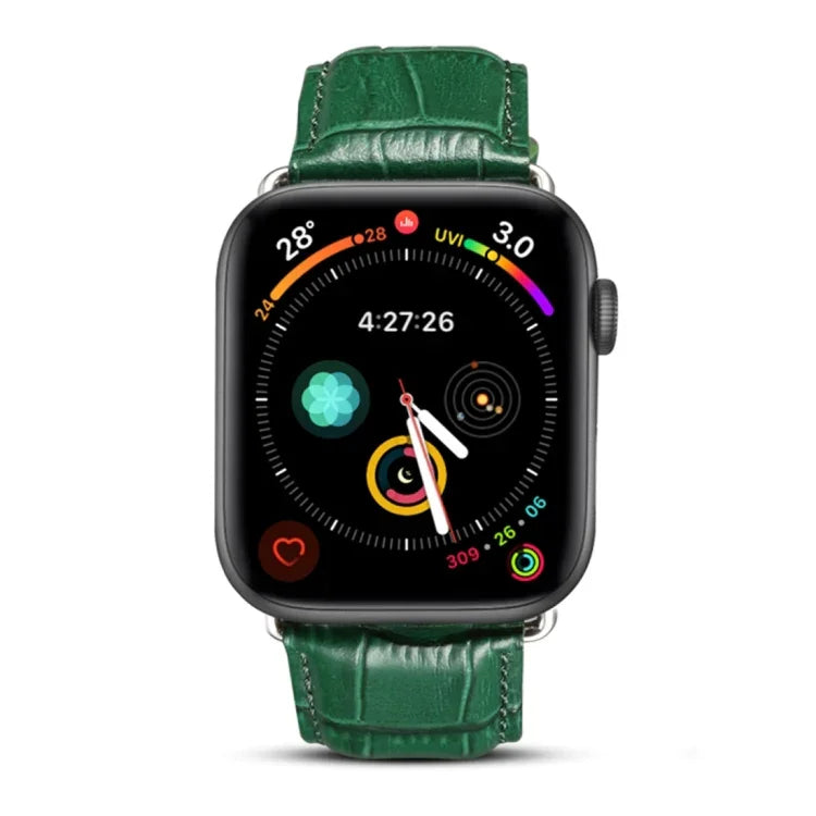 Denior Uhrenarmband aus Rindsleder mit Krokodilprägung für Apple Watch Series 10 42 mm / 9, 8 und 7 41 mm / SE 3, SE 2, 6, SE 5 und 4 40 mm / 3, 2 und 1 38 mm