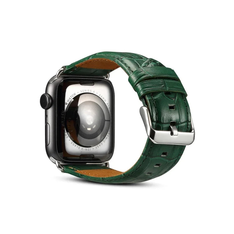 Denior Uhrenarmband aus Rindsleder mit Krokodilprägung für Apple Watch Series 10 42 mm / 9, 8 und 7 41 mm / SE 3, SE 2, 6, SE 5 und 4 40 mm / 3, 2 und 1 38 mm