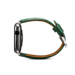 Denior Uhrenarmband aus Rindsleder mit Krokodilprägung für Apple Watch Series 10 42 mm / 9, 8 und 7 41 mm / SE 3, SE 2, 6, SE 5 und 4 40 mm / 3, 2 und 1 38 mm