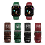 Denior Uhrenarmband aus Rindsleder mit Krokodilprägung für Apple Watch Series 10 42 mm / 9, 8 und 7 41 mm / SE 3, SE 2, 6, SE 5 und 4 40 mm / 3, 2 und 1 38 mm