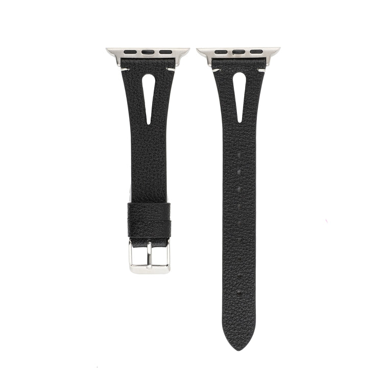 Schlichtes V-förmiges Lederarmband für Apple Watch Ultra 49 mm &amp; Watch Ultra 2 49 mm / Series 10 46 mm / 9 &amp; 8 &amp; 7 45 mm / SE 3 &amp; SE 2 &amp; 6 &amp; SE &amp; 5 &amp; 4 44 mm / 3 &amp; 2 &amp; 1 42 mm