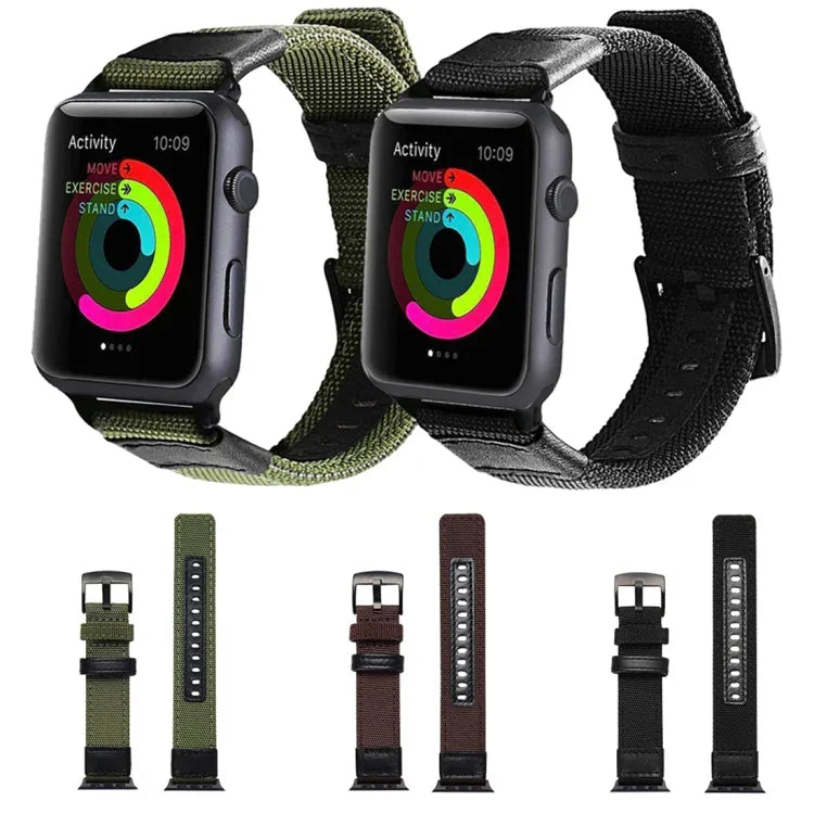 Nylon-Armband im Jeep-Stil mit Edelstahlschließe für Apple Watch Series 3, 2 und 1 (42 mm).