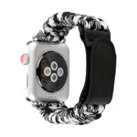 Magic Paste echtes Leder Schirmseil Nylon Armband mit Edelstahlschnalle für Apple Watch Series 10 42mm / 9&8&7 41mm / SE 3&SE 2&6&SE&5&4 40mm / 3&2&1 38mm, 7 41mm / 6&SE&5&4 40mm / 3&2&1 38mm
