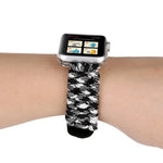 Magic Paste echtes Leder Schirmseil Nylon Armband mit Edelstahlschnalle für Apple Watch Series 10 42mm / 9&8&7 41mm / SE 3&SE 2&6&SE&5&4 40mm / 3&2&1 38mm, 7 41mm / 6&SE&5&4 40mm / 3&2&1 38mm