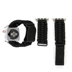 Magic Paste echtes Leder Schirmseil Nylon Armband mit Edelstahlschnalle für Apple Watch Series 10 42mm / 9&8&7 41mm / SE 3&SE 2&6&SE&5&4 40mm / 3&2&1 38mm, 7 41mm / 6&SE&5&4 40mm / 3&2&1 38mm