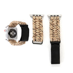 Magic Paste echtes Leder Schirmseil Nylon Armband mit Edelstahlschnalle für Apple Watch Series 10 42mm / 9&8&7 41mm / SE 3&SE 2&6&SE&5&4 40mm / 3&2&1 38mm, 7 41mm / 6&SE&5&4 40mm / 3&2&1 38mm