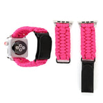 Magic Paste echtes Leder Schirmseil Nylon Armband mit Edelstahlschnalle für Apple Watch Series 10 42mm / 9&8&7 41mm / SE 3&SE 2&6&SE&5&4 40mm / 3&2&1 38mm, 7 41mm / 6&SE&5&4 40mm / 3&2&1 38mm