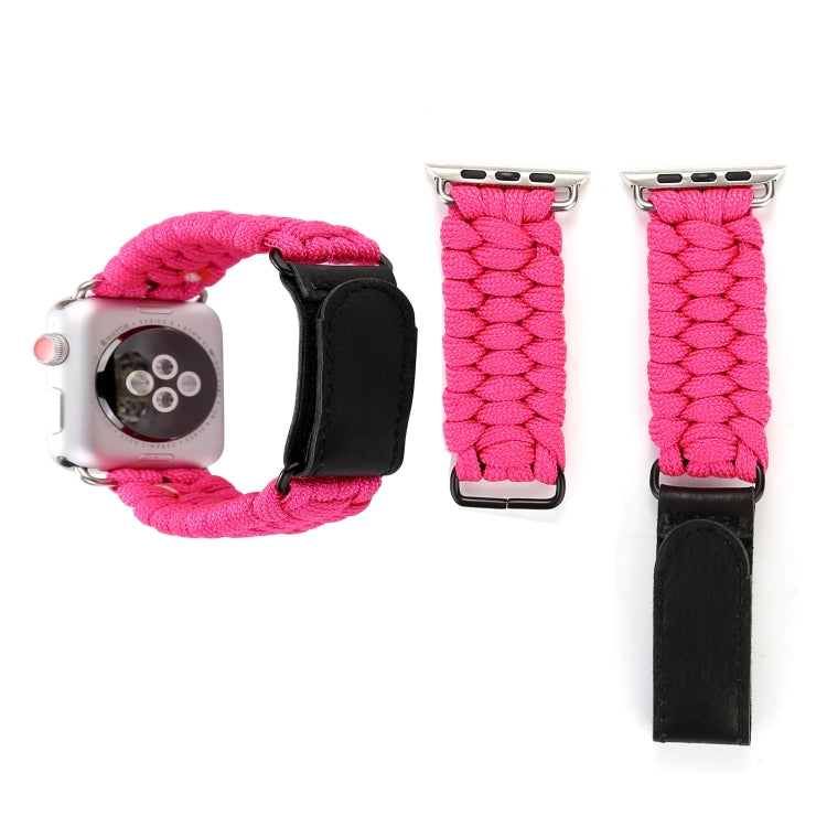 Magic Paste echtes Leder Schirmseil Nylon Armband mit Edelstahlschnalle für Apple Watch Series 10 42mm / 9&8&7 41mm / SE 3&SE 2&6&SE&5&4 40mm / 3&2&1 38mm, 7 41mm / 6&SE&5&4 40mm / 3&2&1 38mm