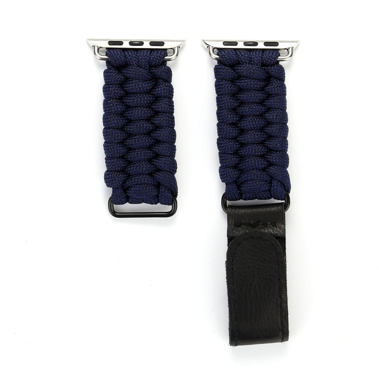 Magic Paste Echtes Leder Regenschirmseil Nylon Armband mit Edelstahlschnalle für Apple Watch Ultra 49mm&Watch Ultra 2 49mm / Series 10 46mm / 9&8&7 45mm / SE 3&SE 2&6&SE&5&4 44mm / 3&2&1 42mm, 7 45mm / 6&SE&5&4 44mm / 3&2&1 42mm